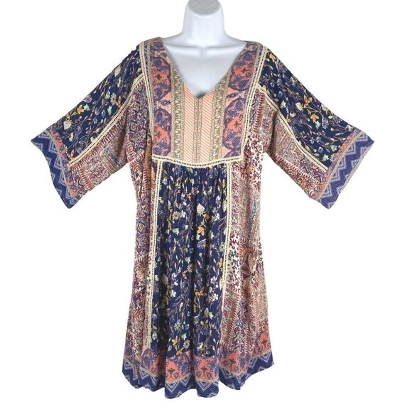 Sundance My Favorite Patchwork Dress XS Floral Paisley Rayon Boho DR-1528 - Picture 1 of 11